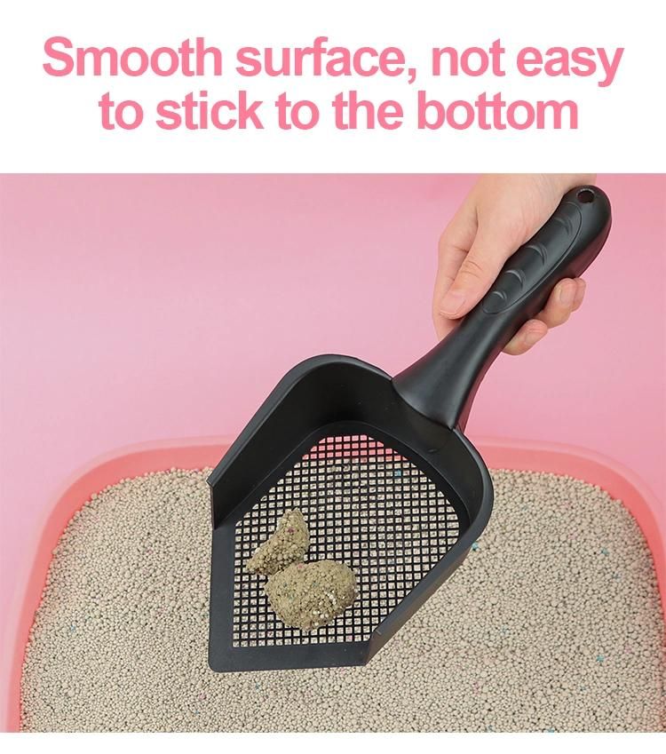 Black Color Plastic PRO-Environment Plastic Cat Shovel Sand Removing Tip Cat Litter Shovel with Fine Hole