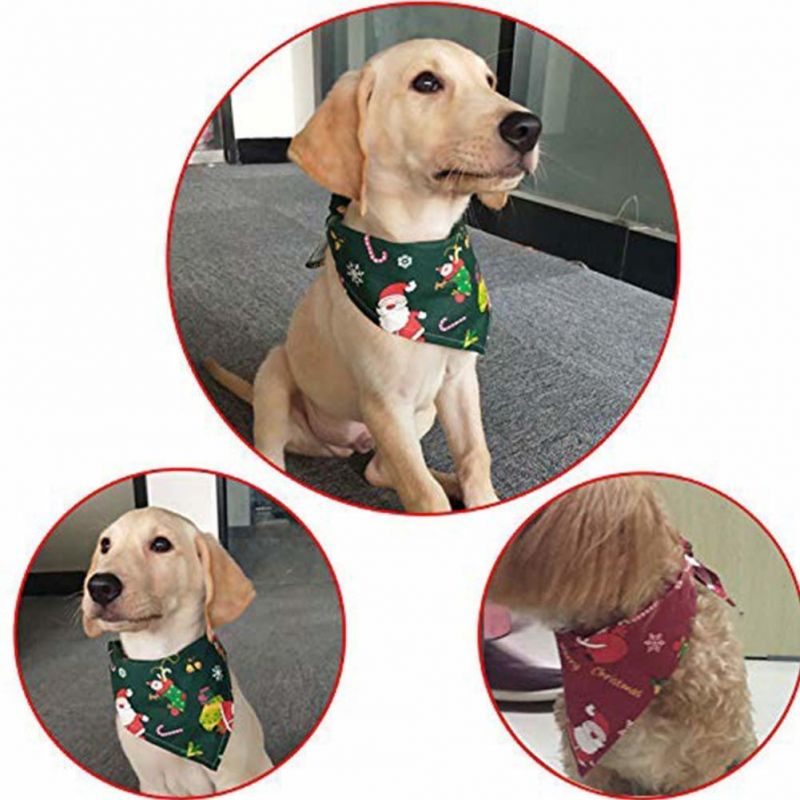 Cute Christmas Cotton Pet Dog Cat Saliva Towel Triangular Binder Scarf