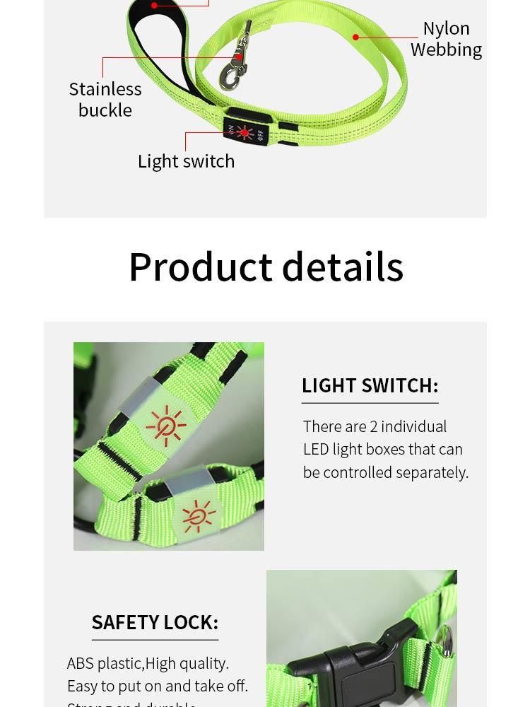 Quality Ventilation Brilla Pet Pecho Espalda LED Strip Dog Harness