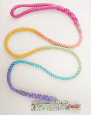 Custom Colorful Cotton 100% Rope Dog Leash Rainbow Lead