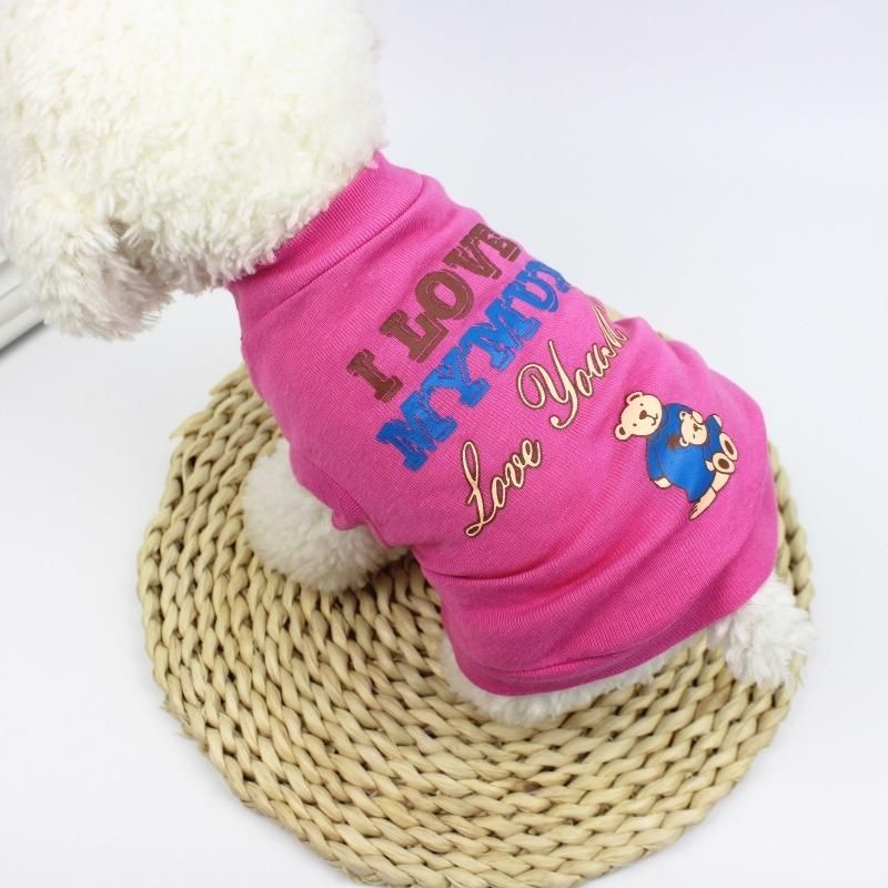 New Cotton Ribbed Print Vest for Dogs and Cats