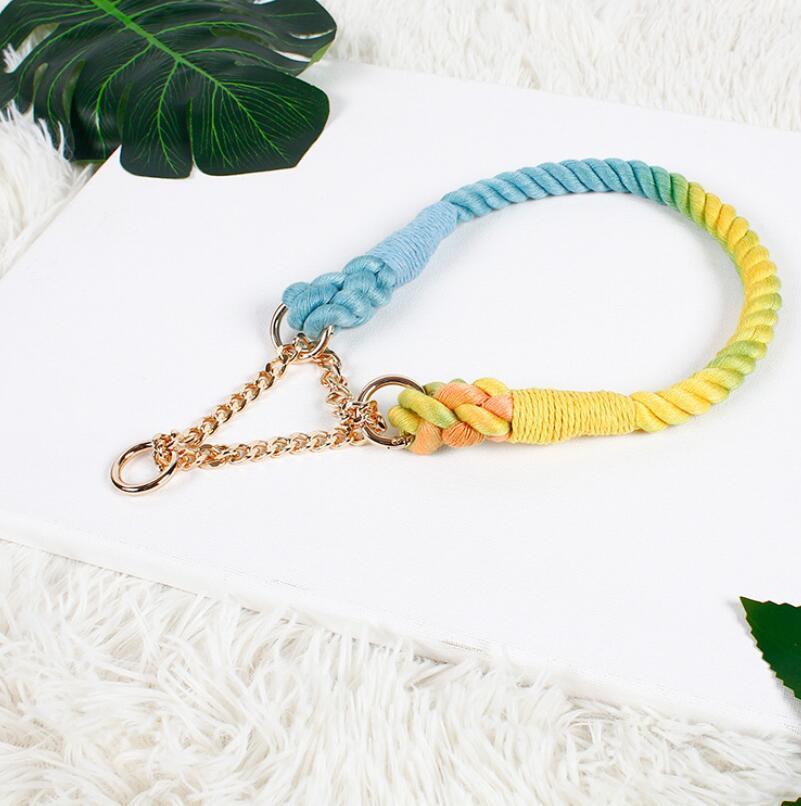 Handmade Cotton Braided Ombre Dog Collar and Leash with Small MOQ