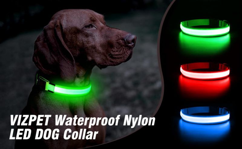 100% Waterproof LED Dog Collar USB Rechargeable Light Glowing Collars