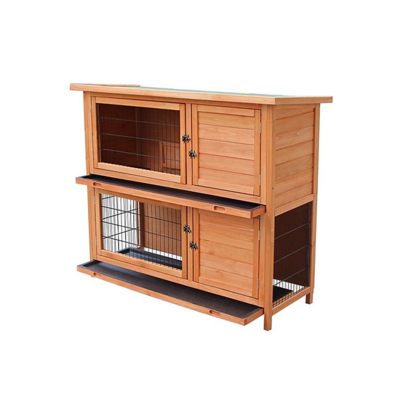 Hot Sale Waterproof Wooden Rabbit Coop Breathable Two Storeys Home Premium Wooden Pet House