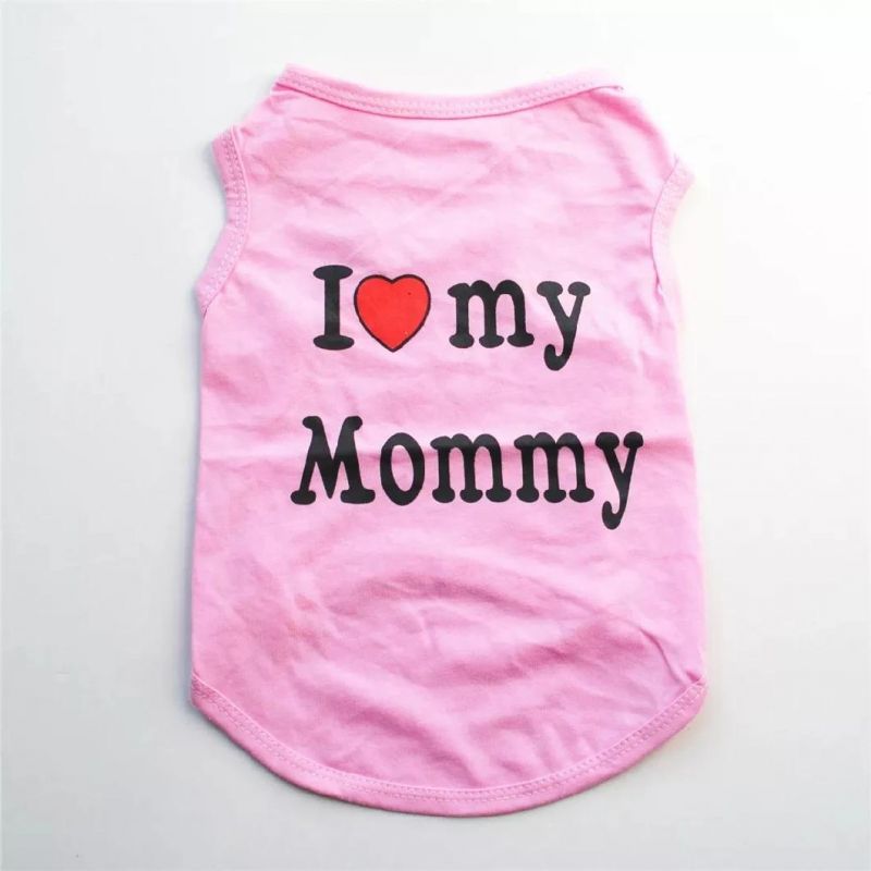 Wholesale Cute I Love My Mum/Dad Printed Dog T-Shirt Summer Puppy Clothes for Small Medium Dogs