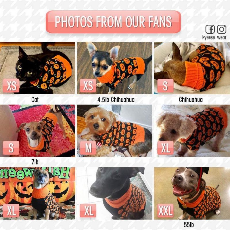 Dog Sweater with Leash Hole Dog Turtleneck Sweaters Pumpkin Pattern
