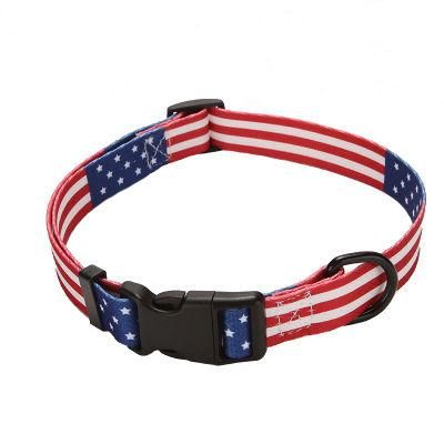 Manufacturers American Flag Designer, Buckle Hardware Polyester Nylon Custom Pet Dog Training Collar/