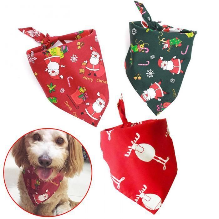 Christmas Pet Scarf Bandana Dog Collar Santa Pattern Pet Accessories