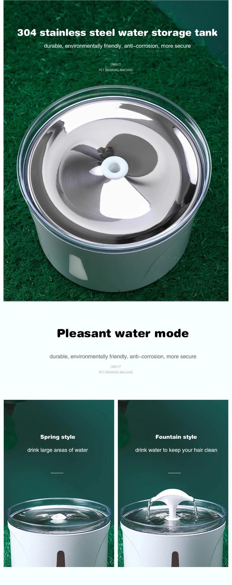 2021 New Smart Pet Automatic Water Dispenser Drinking Fountain LED Stainless Steel Dog Waterer Cat Water Fountain