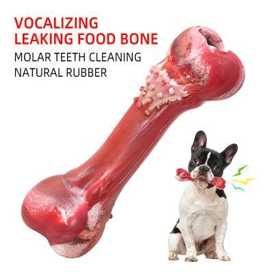 Indestructible Food Leaking Chew Bone Treat Dispensing Large Medium Dog Breed Dogs-Teeth Cleaning Interactive Dog Toys