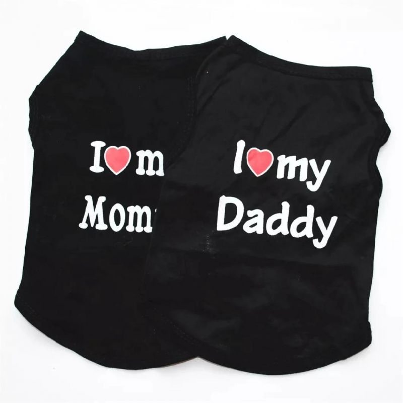 Wholesale Cute I Love My Mum/Dad Printed Dog T-Shirt Summer Puppy Clothes for Small Medium Dogs