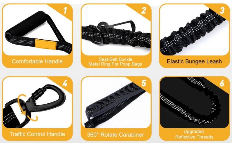 Reflective Bungee Dog Leash with Comfort Padded Handles