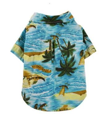 Hawaiian Style Cotton Pet Cats T-Shirt Dog Clothes Summer Printed Hawaiian Shirt for Small Medium Large Dogs