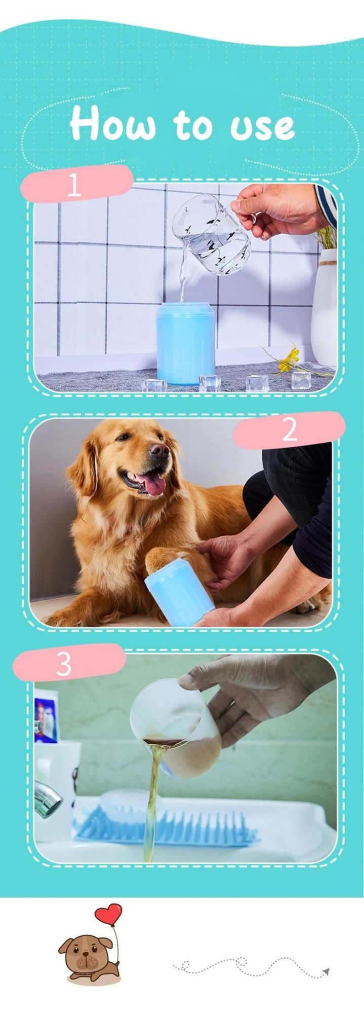 Outdoor Convenient Laver La Coupe Claw Column Shaped Bristles Paw Dog Cleaner