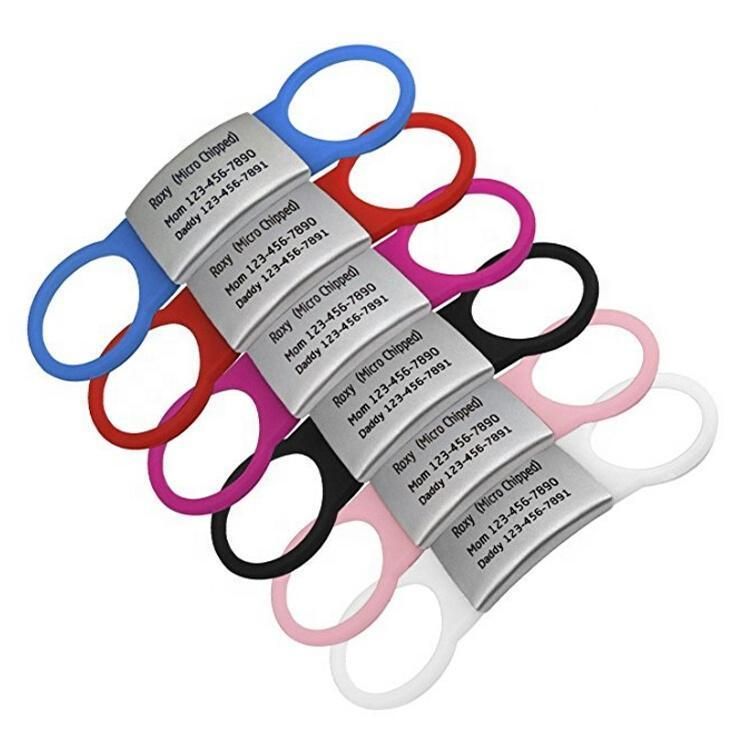 Customs Branding Lovely Animal Safety Tag Blank Silicone Metal Tag Stainless Steel Pet Metal Blank Label