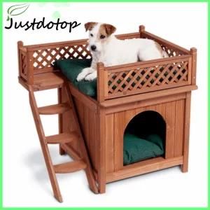Two-Tier Wood Dog Pet House Room with a View