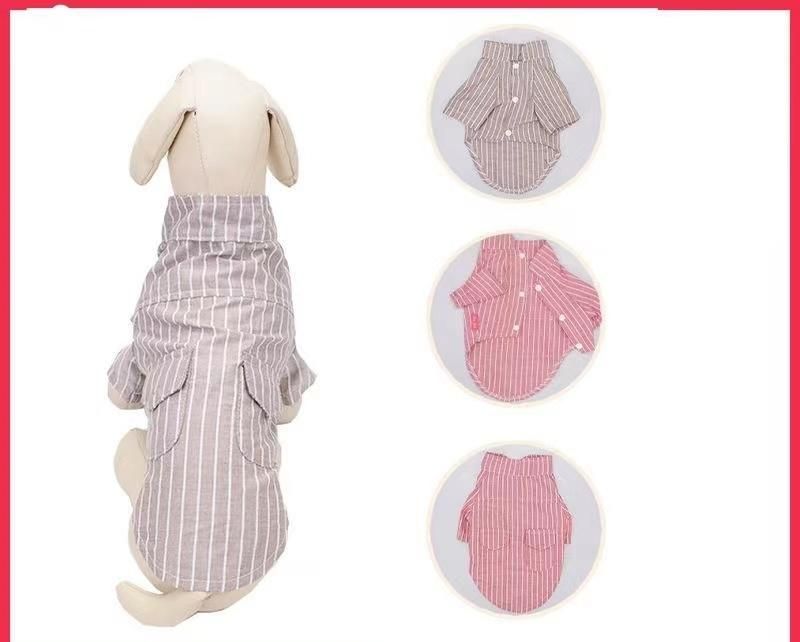 Summer Fastener Stripe Pocket T-Shirt Dog Accessories Apparel Pet Clothes