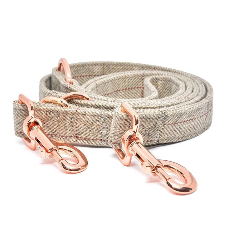 Hotsale Tweed Wool Fabric for Dog Collar and Leash and Poop Bagholder Set with Rose Gold in All Season