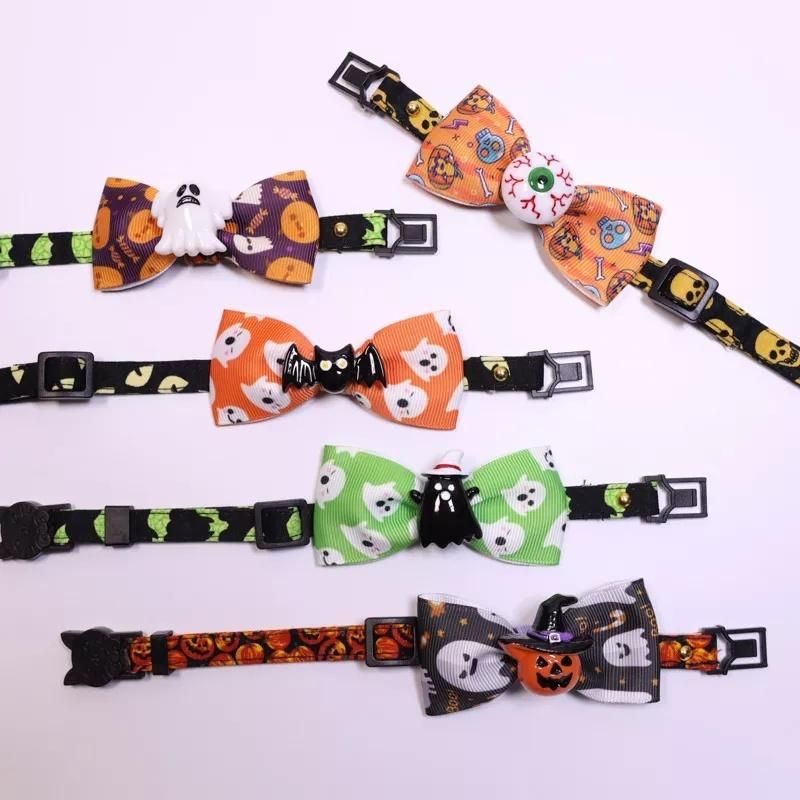 Wholesale Halloween Kitten Puppy Pet Accessories Dog Collar Cat Pet Bow Ties Bells