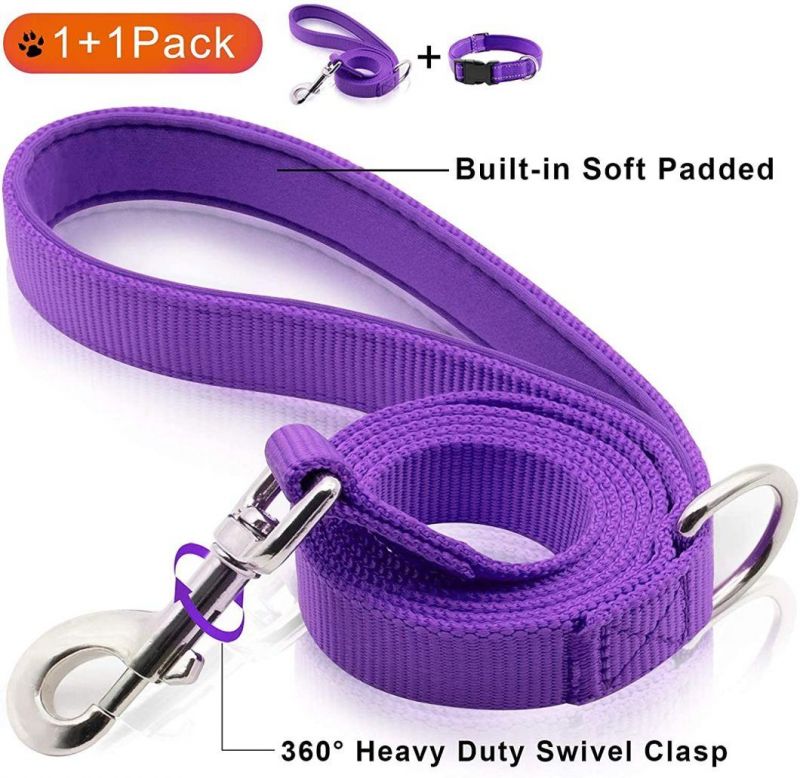 Nylon Dog Collar and Leash Set Soft Handle with Padded