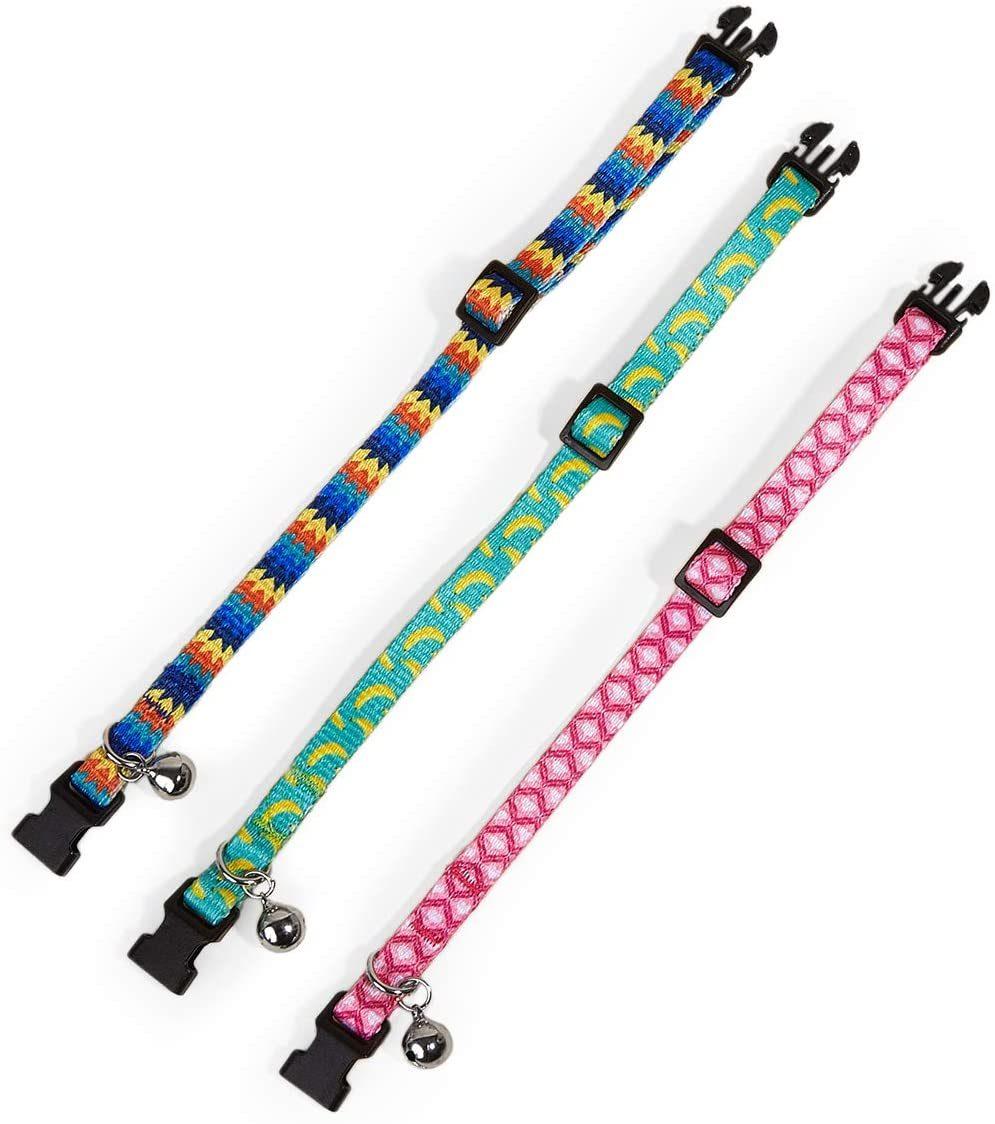 Cat Collar with Bells 3pack, Adjustable Puppy Kitten Pet Collar for Small Dog, Safety Breakaway Collar for Cat /Dog