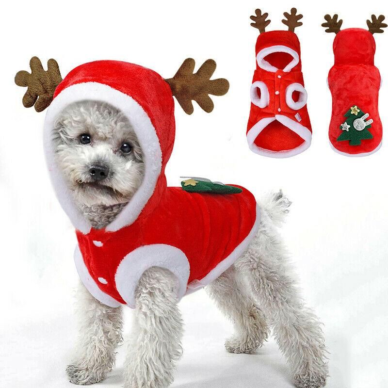 Dog Clothes Pet Dog Christmas Jacket Winter Warm Thick Cute Cartoon Small Dog Clothes