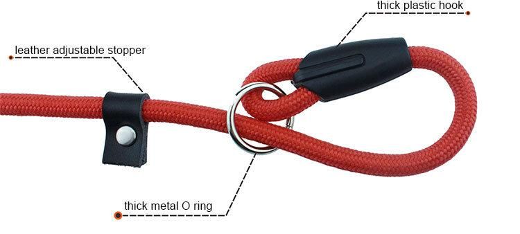 Factory Price Rope Dog Leash and Collar with Leather Stopper