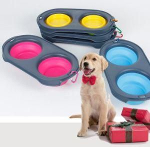 Eco-Friendly Two Foldable Dog Bowl with Carabiner