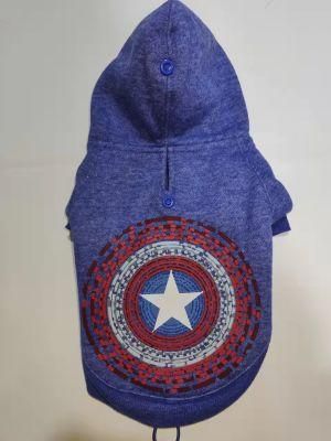 Captain America Design Dog Hoodie Dog Coat Pet Products