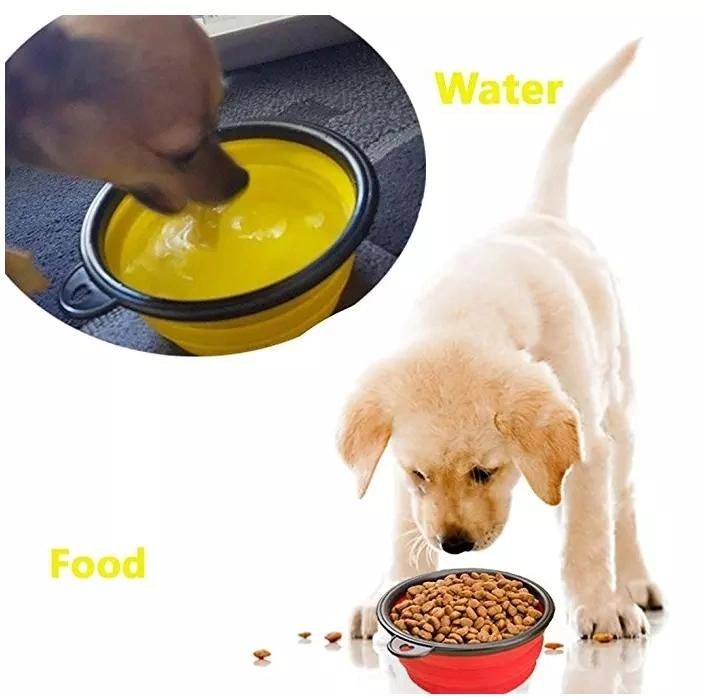 Silicone Collapsible Pet Dog Bowl with Carabiner Clip for Travel