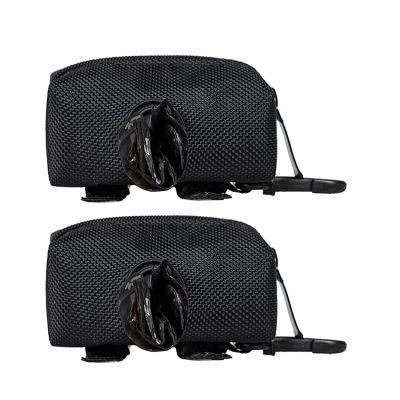 Wholesale Eco Portable Black Oxford Dispenser Pet Waste Dog Poop Zipper Bags Holder with Key Carabiner Clip
