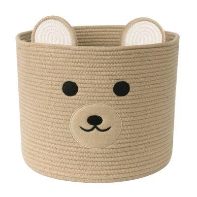 Storage Basket Made of Cotton Rope with Animal Trim