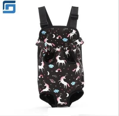 Hot Selling Travel Outdoor Pet Supplies Pet Backpack Chest Bag Dog Pet Cages, Carriers with Black Printed Cloth