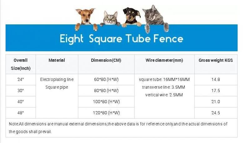 Outdoor Enclosure Custom Square Tube Pet Fence Dog Run Metal Pet Plalypen Pet Cages