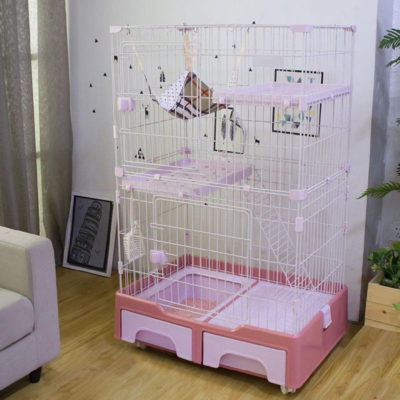 Customize OEM ODM Playpen Metal Wire Cat Home Cages with Drawer