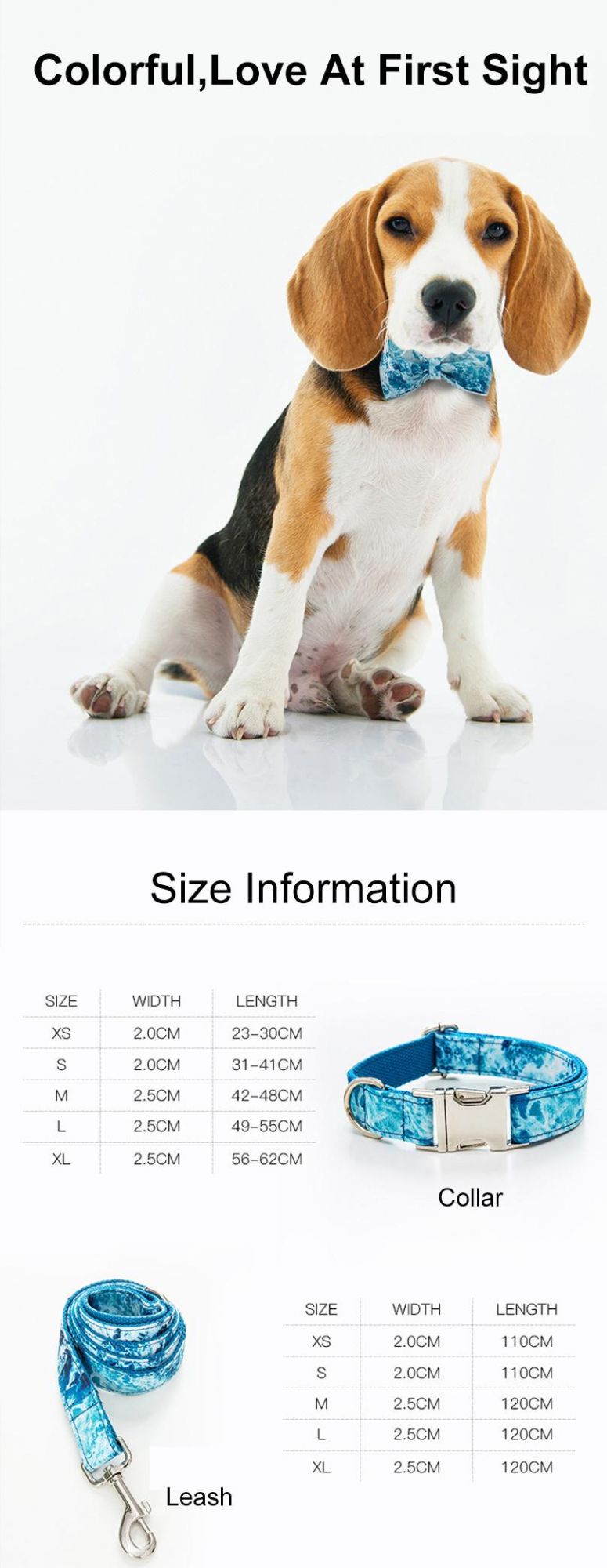 Custom Fashion Pet Collar and Leash Heat Transfer Sublimation Logo Printed Dog Collar Leash Set