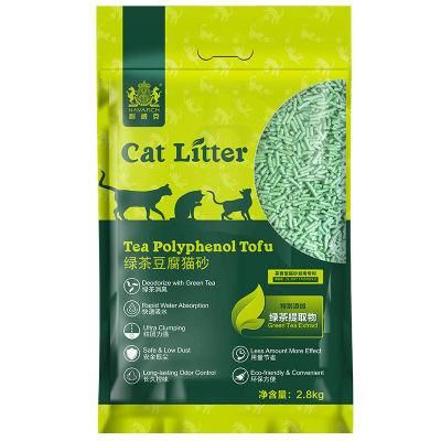 Pet Products Natural Plant 3.0mm Good Clumping Cat Litter Wholesale Green Tea Tofu Cat Litter