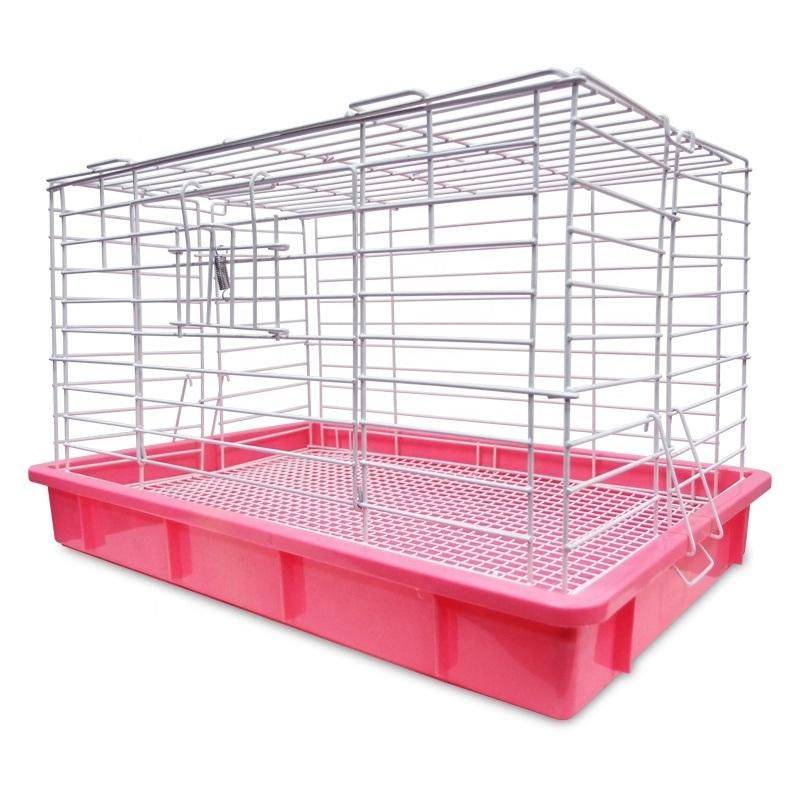 Rabbit Cage Metal Indoor Pet Rabbit Hutch Portable Outdoor Small Animal House Poultry Carriers with Tray