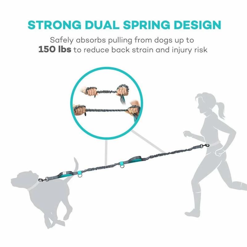 Retractable Hands Free Dog Leash with Dual Bungees for up to 150 Lbs Large Dogs