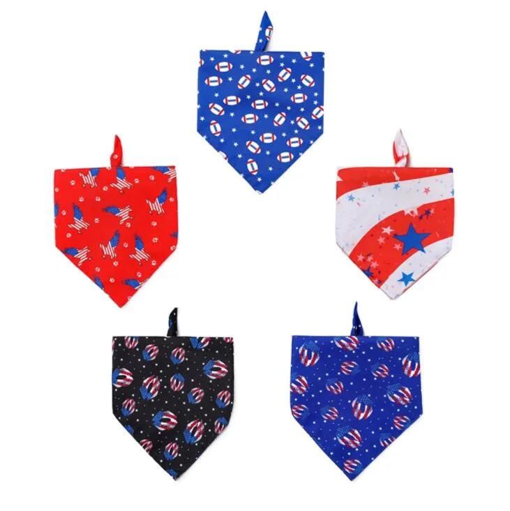 USA Flag Dog Bandanas Large American Flags Scarfs for Big Medium Small Dogs, Pets Bib