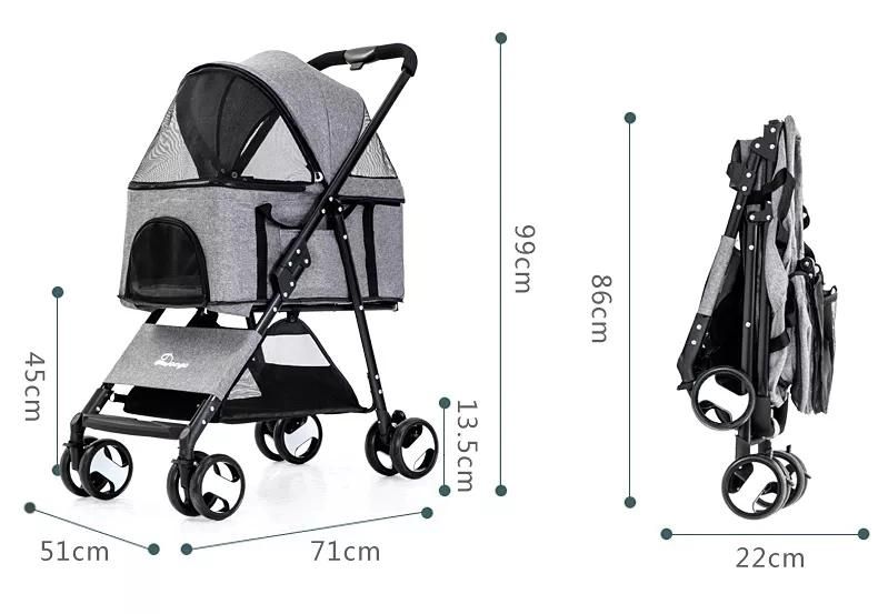 2 in 1 Wholesale Pet Stroller Dog Carrier 4 Wheels Detachable Pet Stroller for Dogs