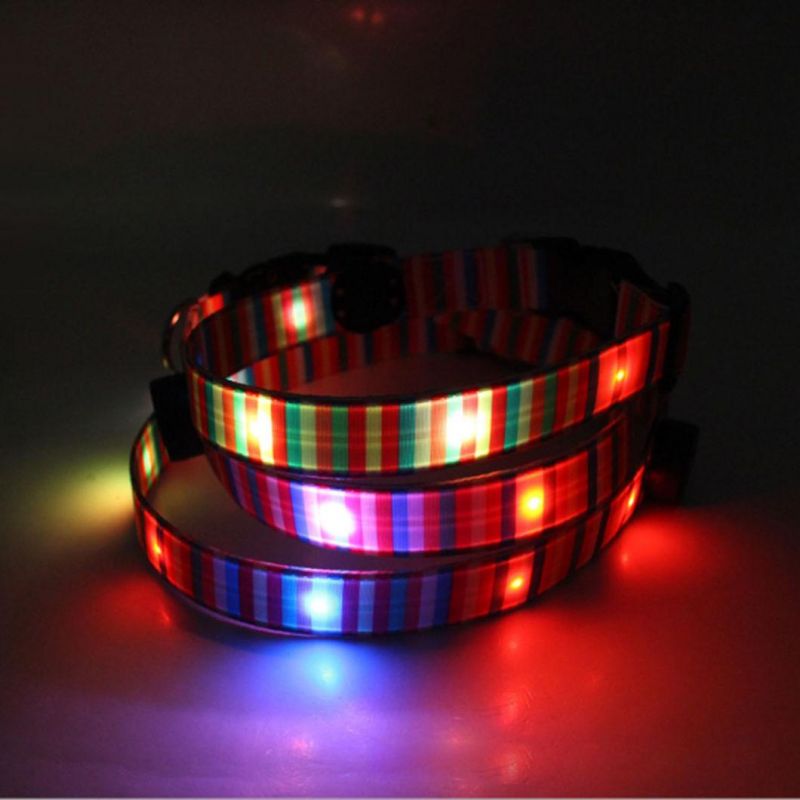 USB Charging Rainbow LED Light Dog Collar