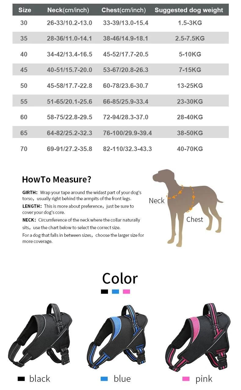 Manufacturer Wholesale Reflective Breathable Multi-Design Big Pet Dog Harness