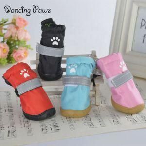 4PCS Winter Anti Slip Rain Snow Footwear Thick Waterproof Soft Warm Pet Waterproof Polyester Dog Shoes