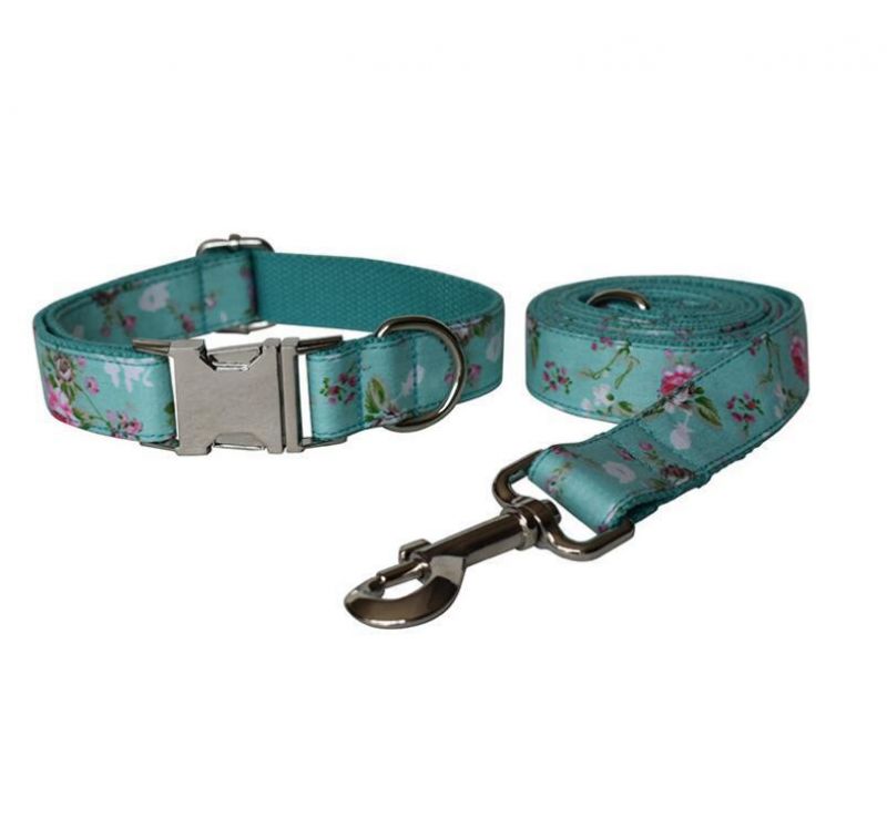 Green Rose Soft Poly Cotton Dog Collar