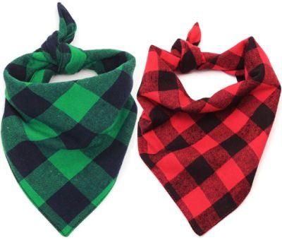 Dog Bandana Christmas Classic Plaid Pet Bandana Scarf Triangle Bibs Kerchief