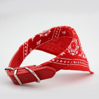 Leather Belt Pet Cat Dog Bandana Collar Triangular Binder, Vermelho