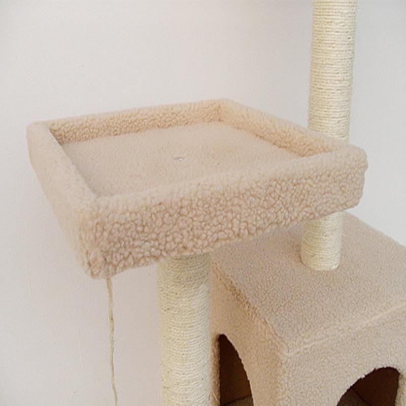 Floor to Ceiling Huge Pet Cat Scratcher Climbing Tree XXL Luxury House Wooden with Hammock