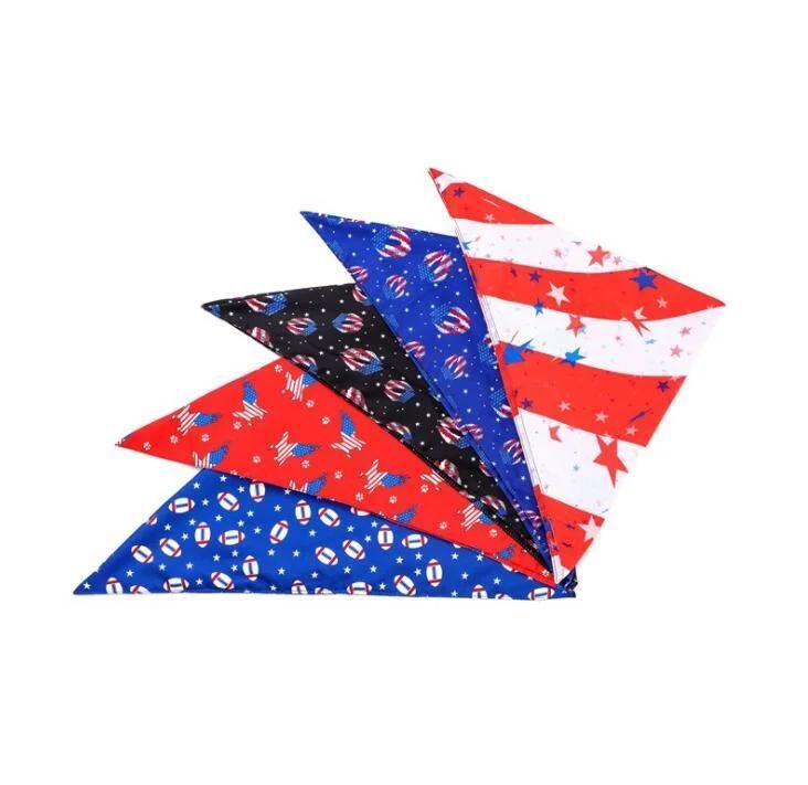 USA Flag Dog Bandanas Large American Flags Scarfs for Big Medium Small Dogs, Pets Bib