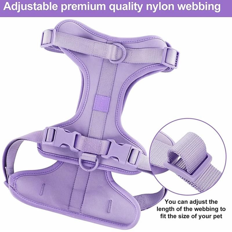 Customized Wholesale Popular Comfortable Breathable Soft Neoprene Dog Harness with PVC Collar and Lead